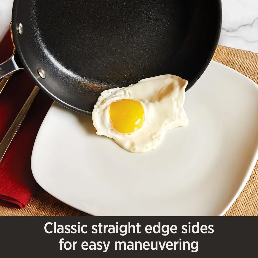 All-Clad HA1 Hard Anodized Nonstick Fry Pan Set – 3-Piece Cookware, 8", 10", 12" Skillets with Lid, Induction Compatible, Oven Safe to 500°F, Lid Safe to 350°F, Black