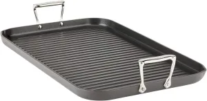 All-Clad HA1 Hard Anodized Nonstick Grill/Griddle Pan 13x20 Inch Oven Broiler Safe 500F Pots and Pans, Cookware Black
