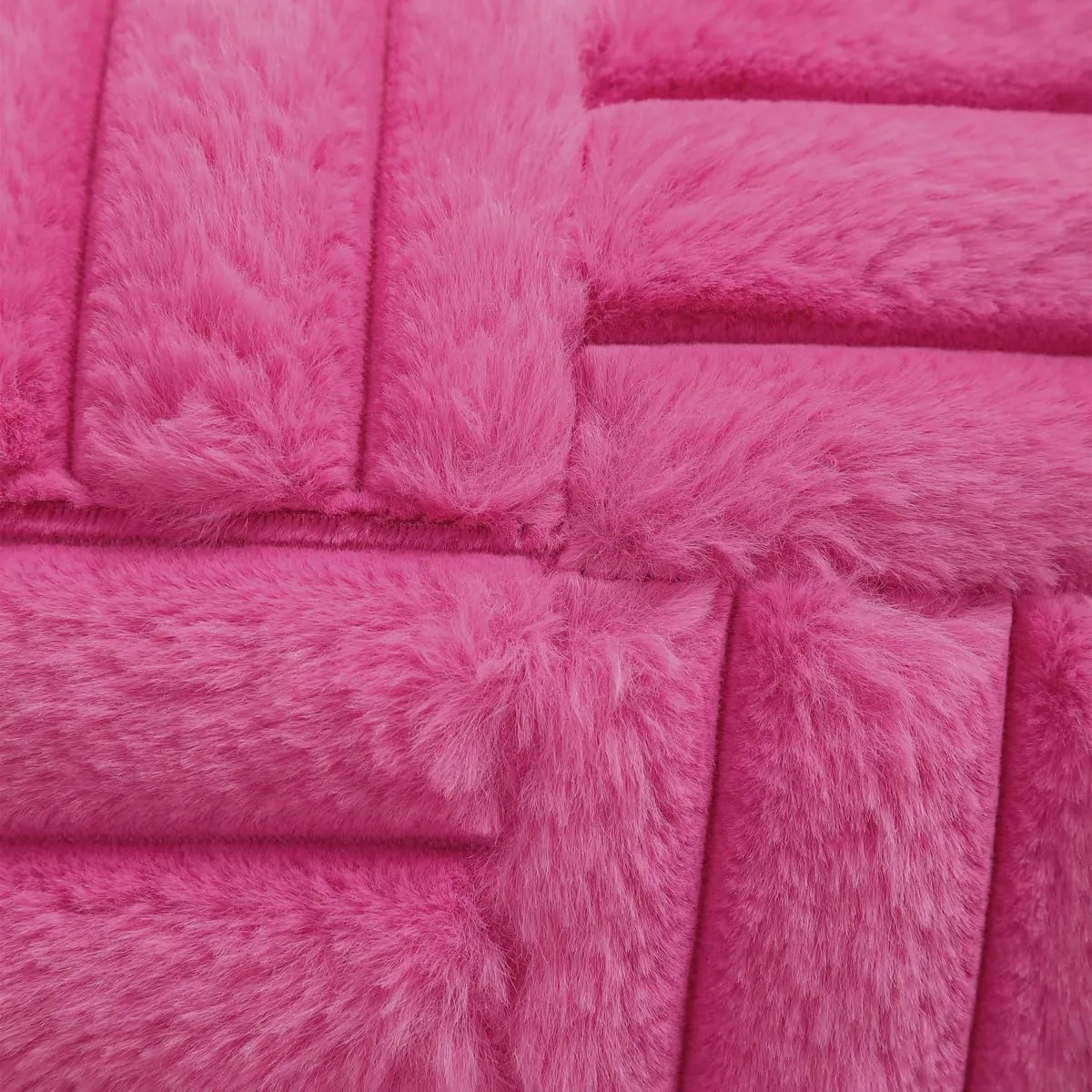 All Smiles Couch Decorative Throw Pillow Covers 18x18 Set of 2 Faux Fur Plush Soft Fluffy Velvet Cushion Case Cozy Fuzzy Striped Pillowcase Home Decor for Bed Sofa Living Room, Hot Pink