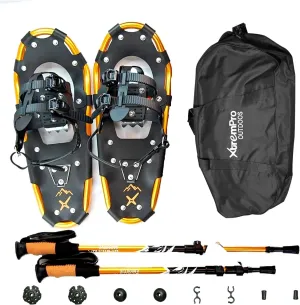 All Terrain Snowshoes with Trekking Poles,Lightweight Aluminum Snowshoes and Trekking Poles for Women/Men/Kids,Adjustable Ratchet Bindings and Carrying Tote Bag