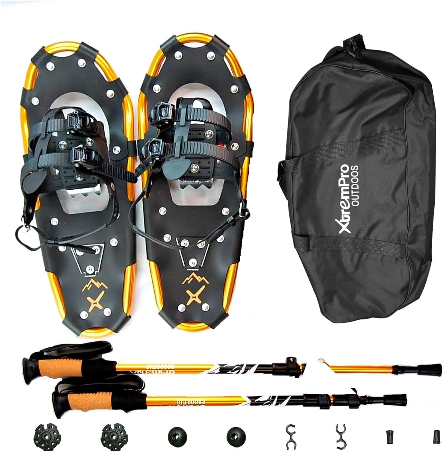 All Terrain Snowshoes with Trekking Poles,Lightweight Aluminum Snowshoes and Trekking Poles for Women/Men/Kids,Adjustable Ratchet Bindings and Carrying Tote Bag