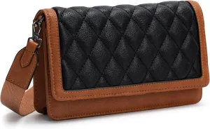 Alldaily Quilted Small Crossbody Bag for Women, Wallet Purse with Card Slots & Phone Holder
