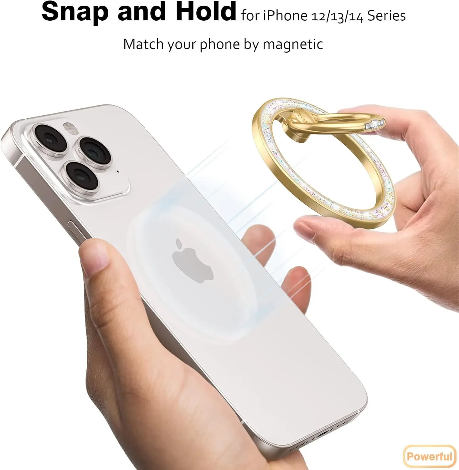 Allengel Compatible with MagSafe Phone Grip Stand, Magnetic Phone Ring Holder with Finger Kickstand for iPhone 15/14/13/12 Pro/Pro Max/Plus MagSafe Accessories (Starry Sky White)