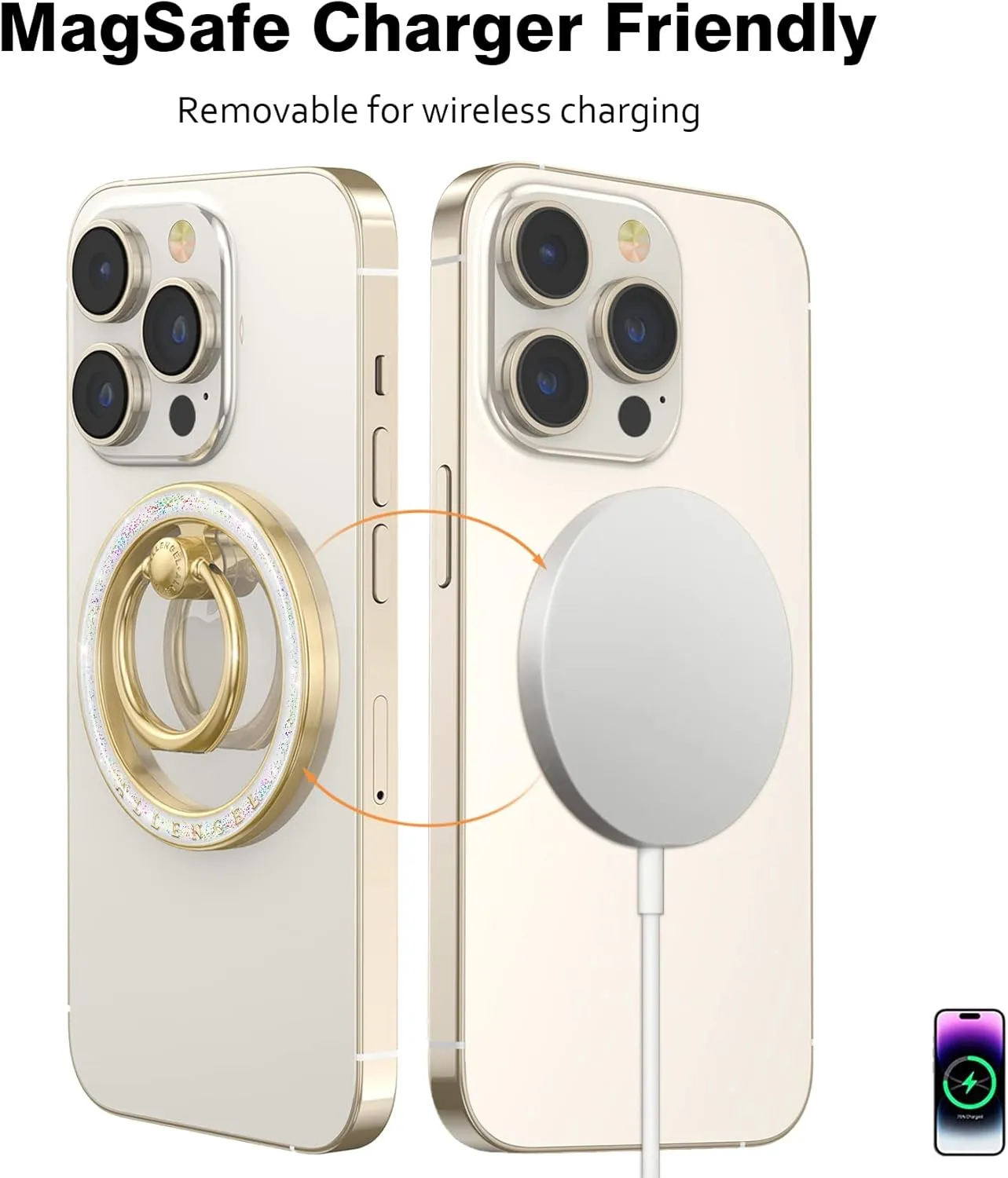 Allengel Compatible with MagSafe Phone Grip Stand, Magnetic Phone Ring Holder with Finger Kickstand for iPhone 15/14/13/12 Pro/Pro Max/Plus MagSafe Accessories (Starry Sky White)