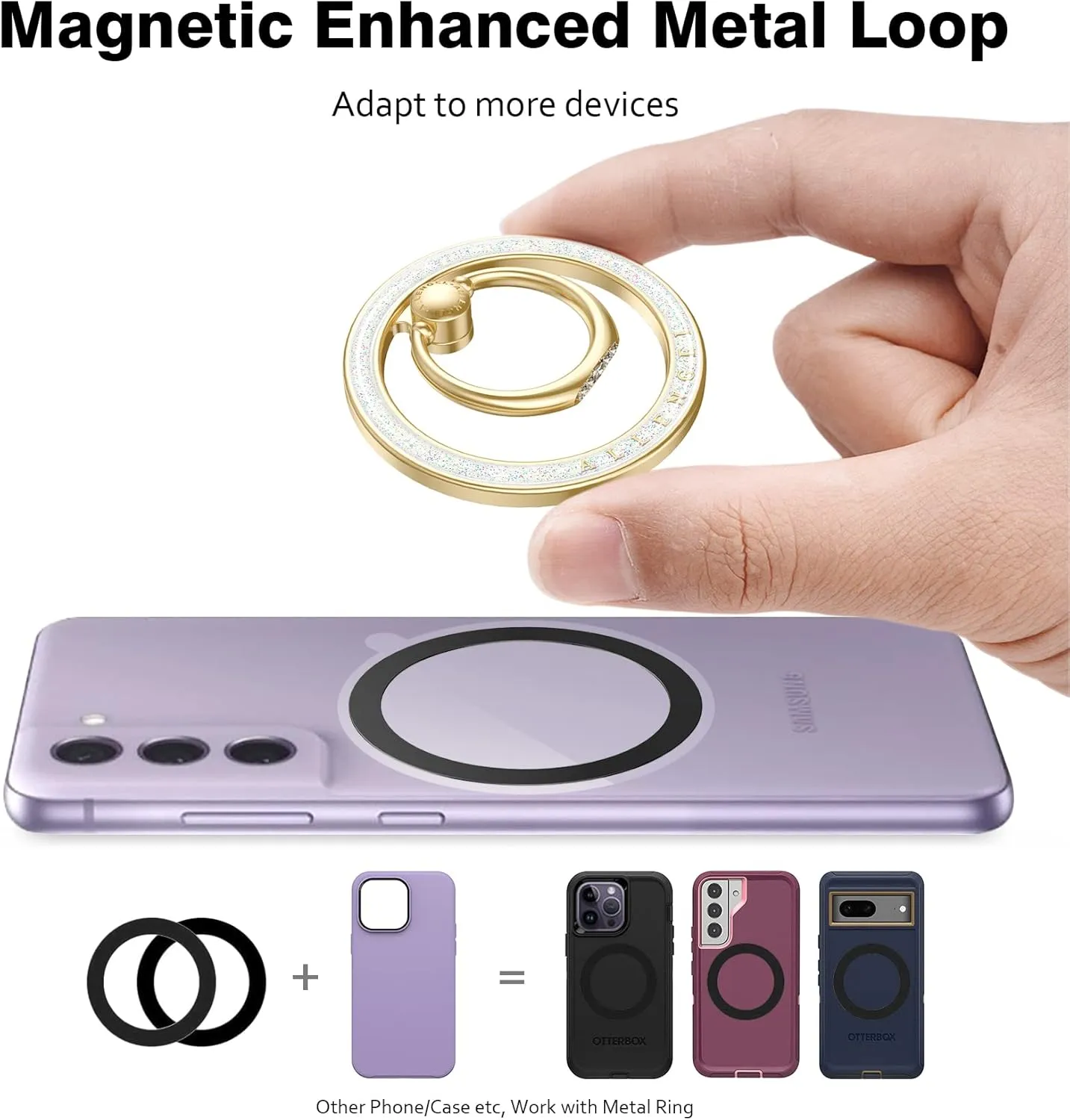 Allengel Compatible with MagSafe Phone Grip Stand, Magnetic Phone Ring Holder with Finger Kickstand for iPhone 15/14/13/12 Pro/Pro Max/Plus MagSafe Accessories (Starry Sky White)
