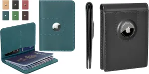 ALLIVE Genuine Leather Passport Holder With airtag & Genuine Leather Airtag Wallet for Men