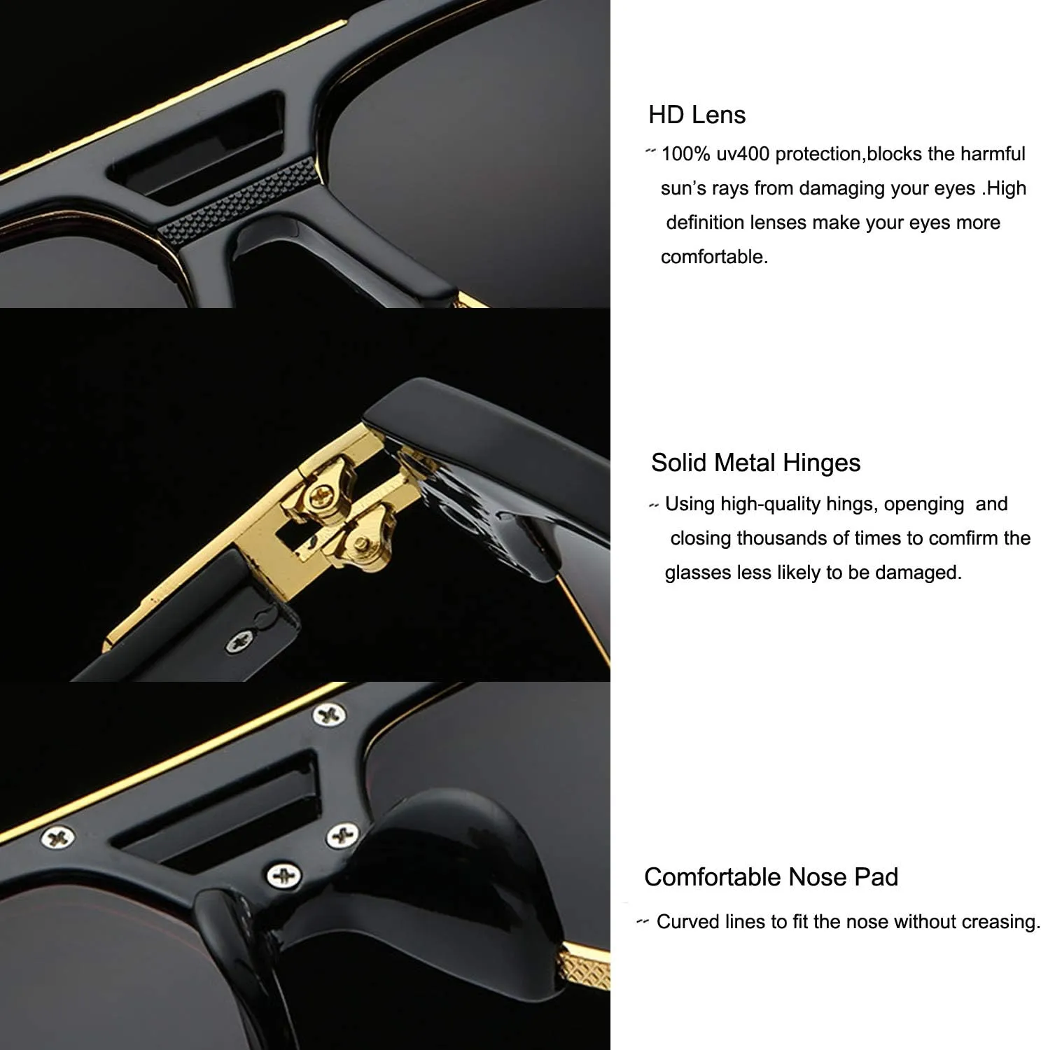 Allt Square Aviator Large Fashion Sunglasses For Men Women Goggle Alloy Frame Glasses