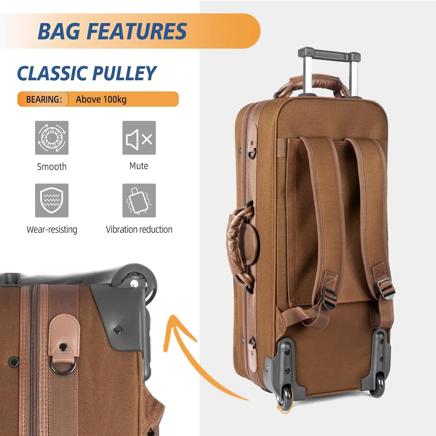 Alto Saxophone Case With Wheels, Nylon Material 1200d Alto Sax Case Roller Bag, Alto Sax Backpack, Thicken Padded Shoulder Strap, Handle Strap Sax Accessories Carrying Bag