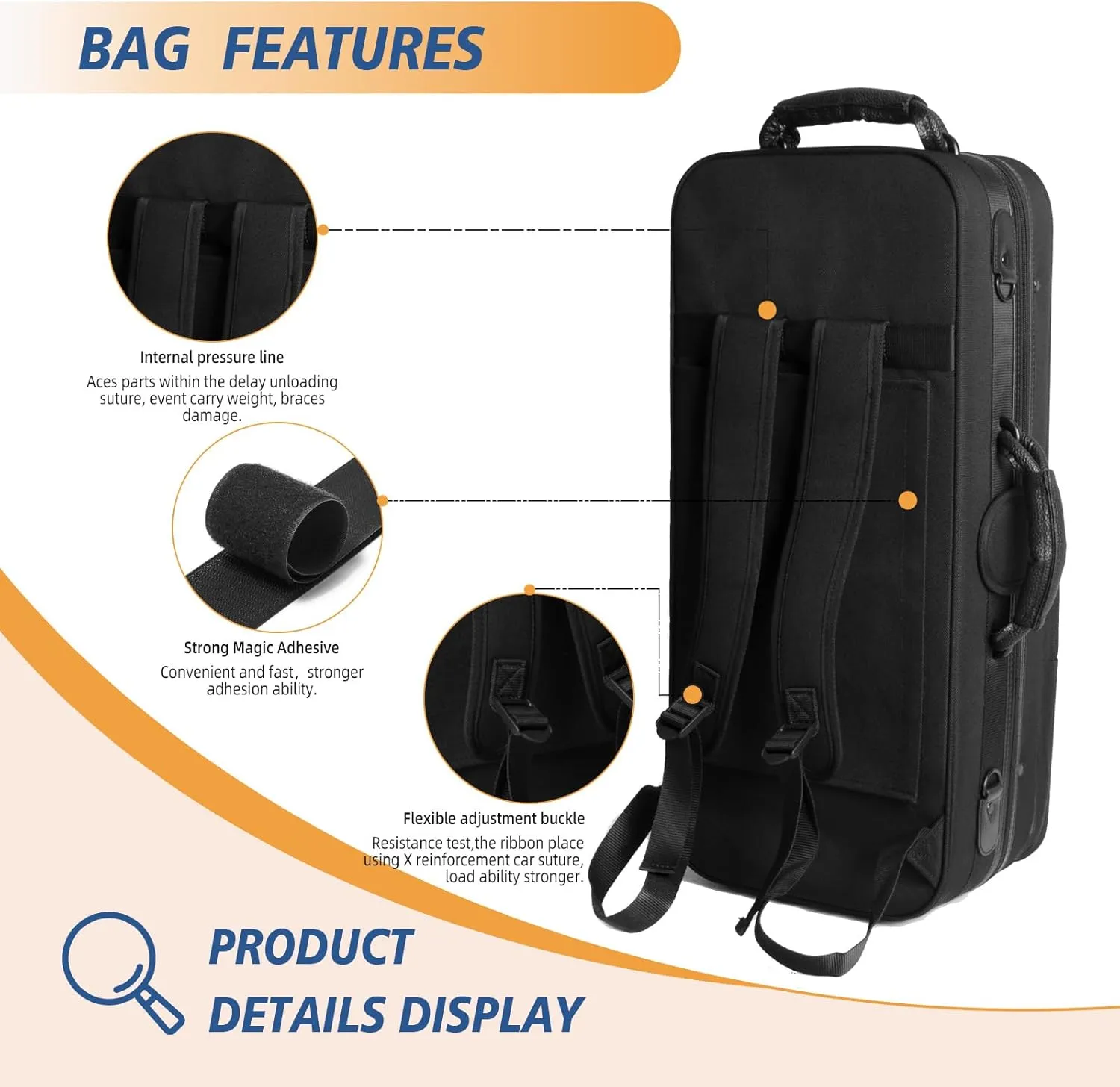 Alto Saxophone Case With Wheels, Nylon Material 1200d Alto Sax Case Roller Bag, Alto Sax Backpack, Thicken Padded Shoulder Strap, Handle Strap Sax Accessories Carrying Bag