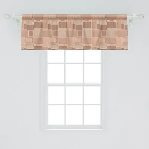 Ambesonne Retro Window Valance Pack of 2, Travel Work Theme with Leather Bags Accessories Wallet Suitcase Purse, Rod Pocket Curtain Valances for Kitchen Bedroom, 42" X 18", Pale Salmon Mauve Taupe