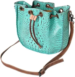 American Darling Bucket Crocodile Embossed Genuine Leather Western Women Bag Handbag Purse | Western Bucket Bag | Travel Bucket Bags | College Bucket Bag | Casual Bucket Bag