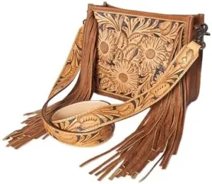 American Darling Small Medium Handcarved Leather Bag with Adjustable Handcarved Strap ADBG323