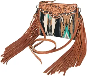 American Darling Western Crossbody Bag | Saddle Blanket Fabric Genuine Leather Handbag Purse for Women | Travel College Casual