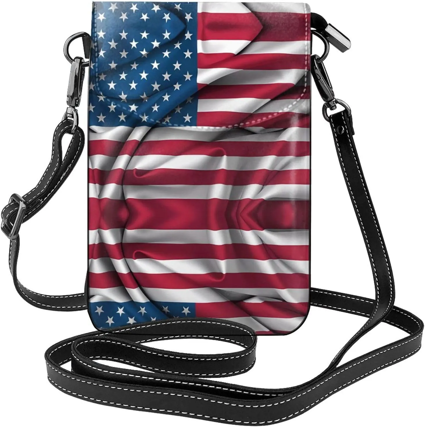 American Flag Printed Women's Crossbody Phone Bag - Perfect for Travel and Shopping