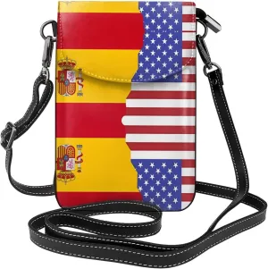 American Spain Flag Printed Women's Crossbody Phone Bag - Perfect for Travel and Shopping