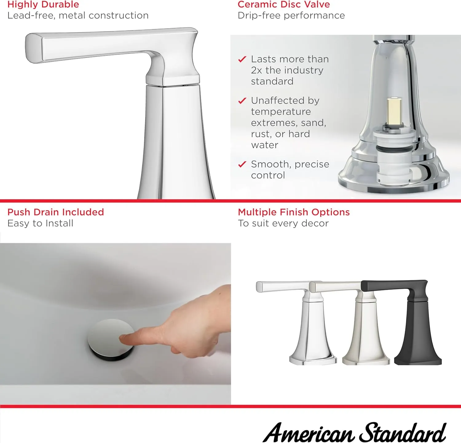 American Standard 7426801.243, Belmeade Two-Handle 8-Inch Widespread Bathroom Faucet, Matte Black