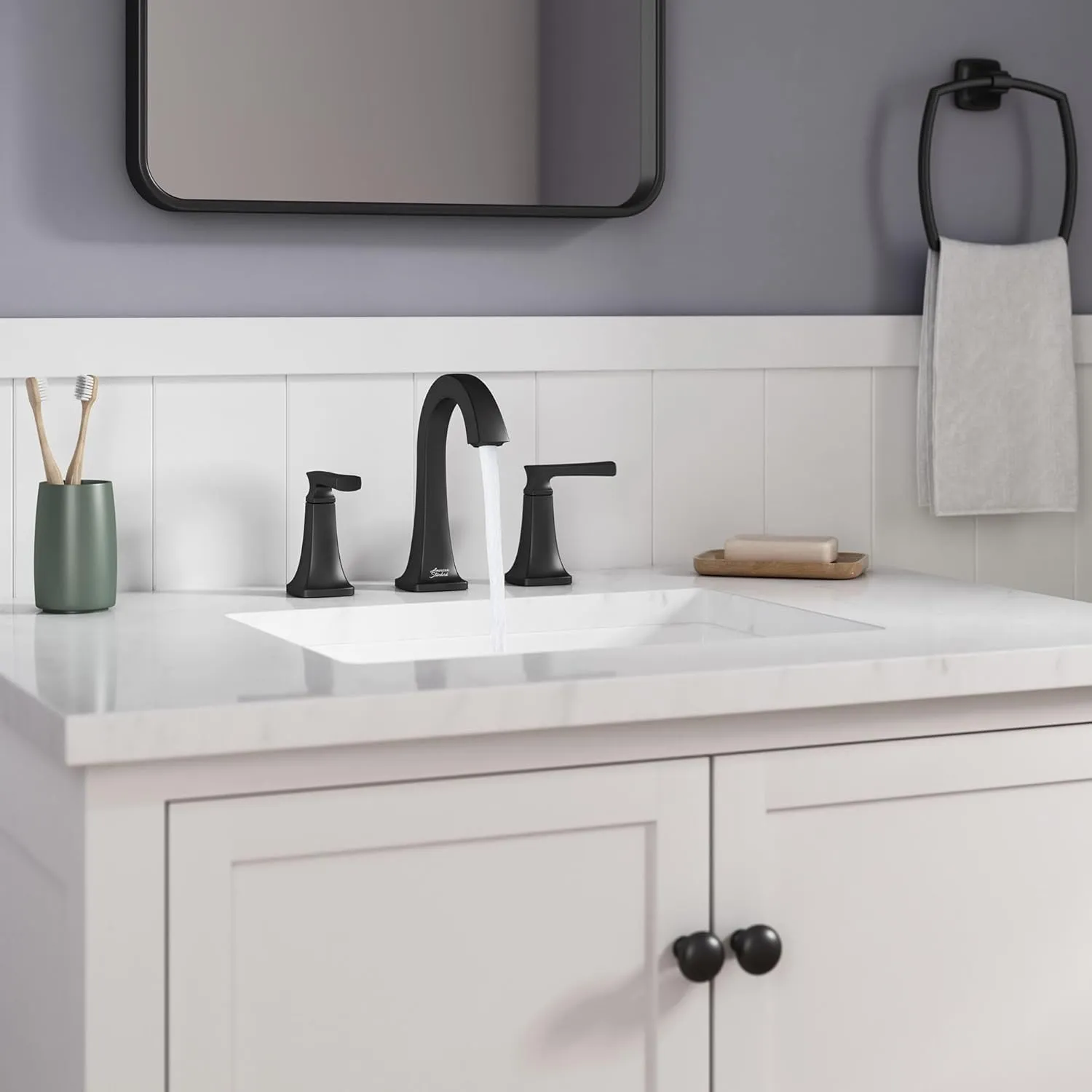 American Standard 7426801.243, Belmeade Two-Handle 8-Inch Widespread Bathroom Faucet, Matte Black