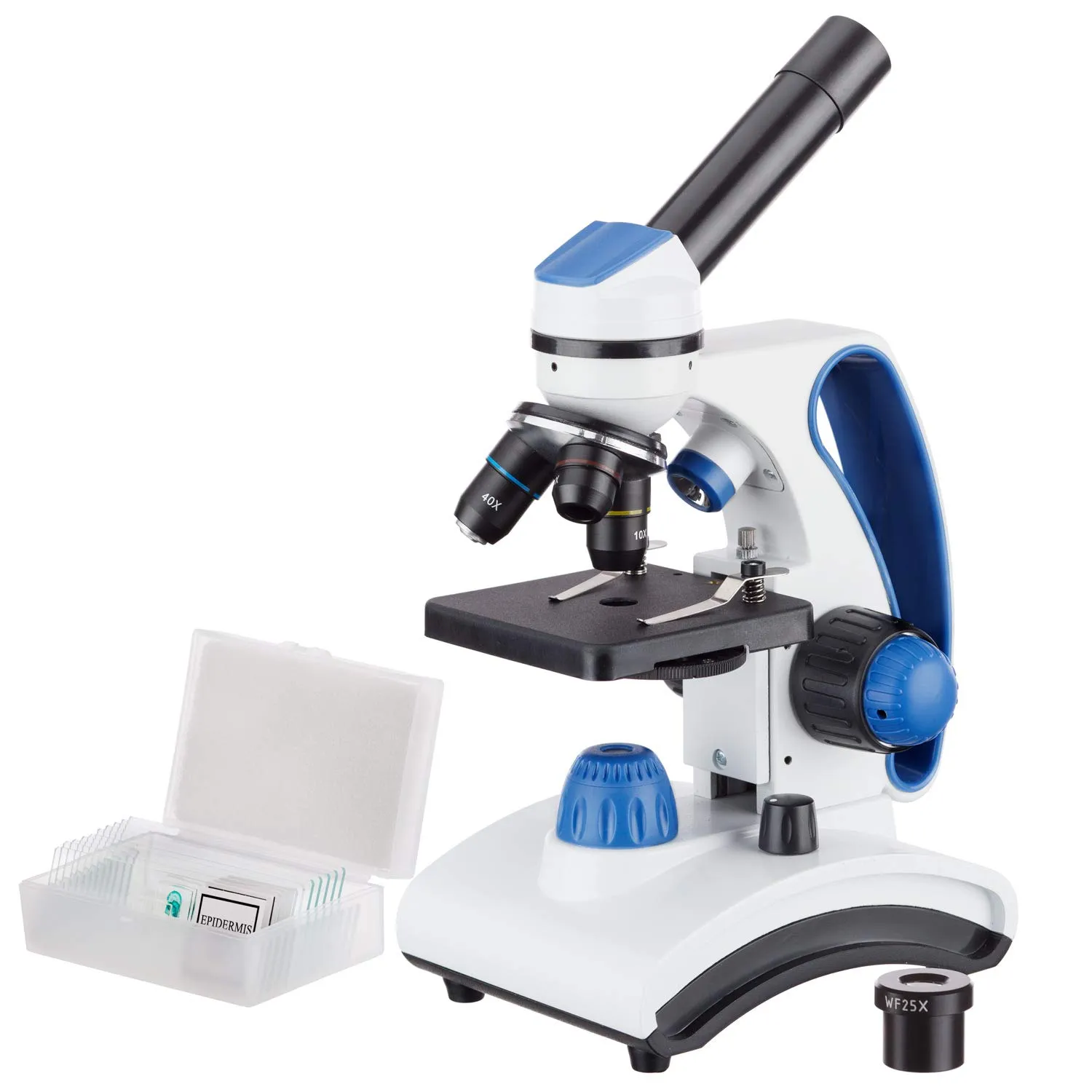 AmScope M162C-2L-PB10 40X-1000X Dual Light Glass Lens Metal Frame Student Microscope   Slides