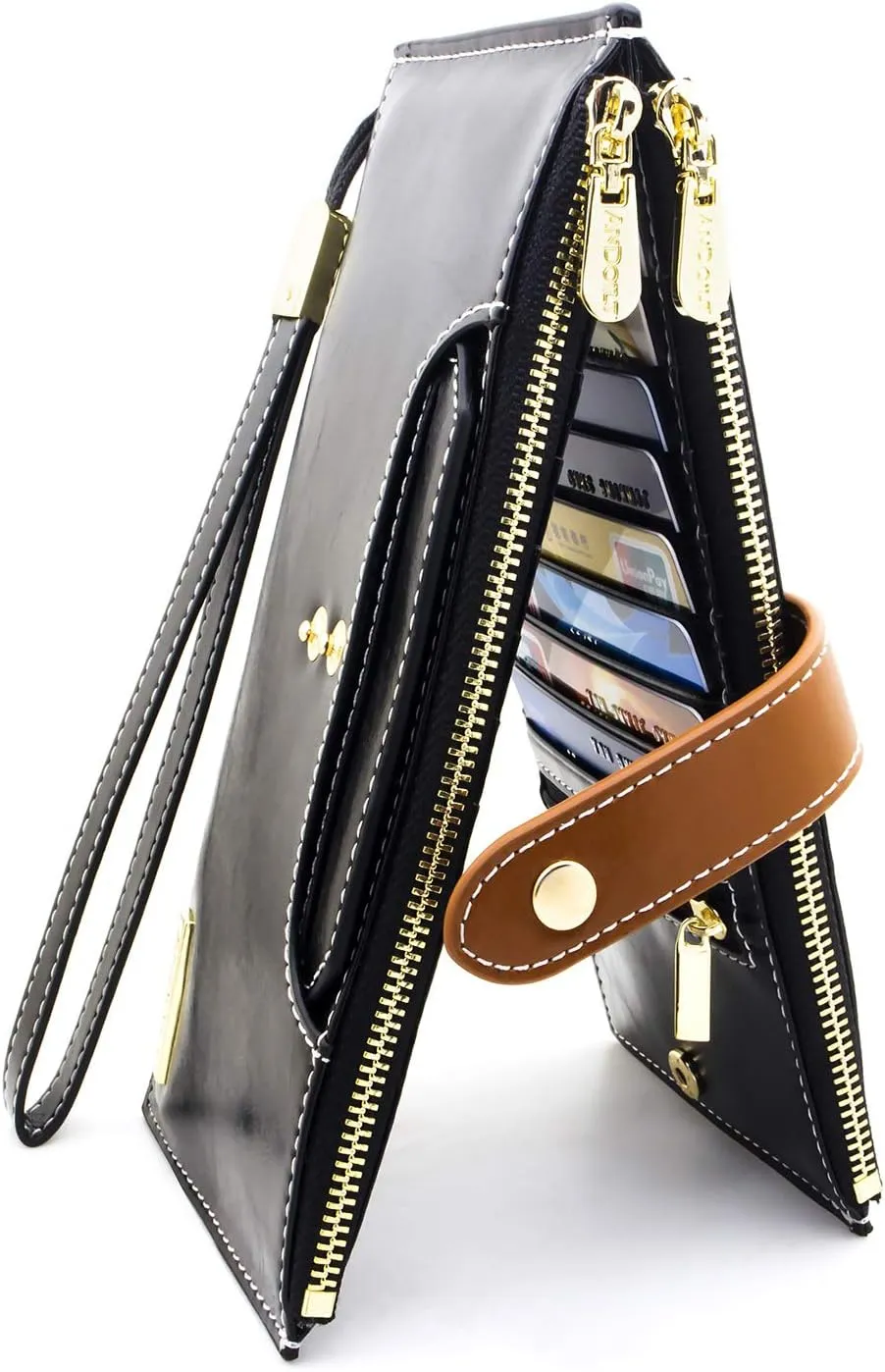 ANDOILT Wallets for Women Genuine Leather Wallet RFID Blocking Bifold Multi Card Case Purse with Zipper Pocket Handbag