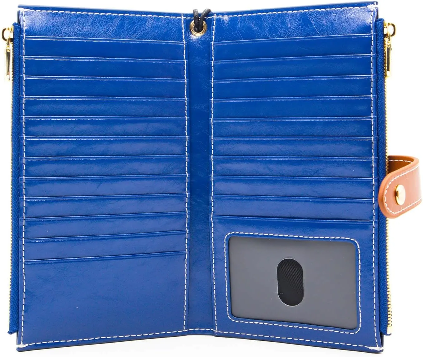 ANDOILT Women's Genuine Leather Wallet RFID Blocking Credit Card Holder Zipper Purse Cell Phone Handbag