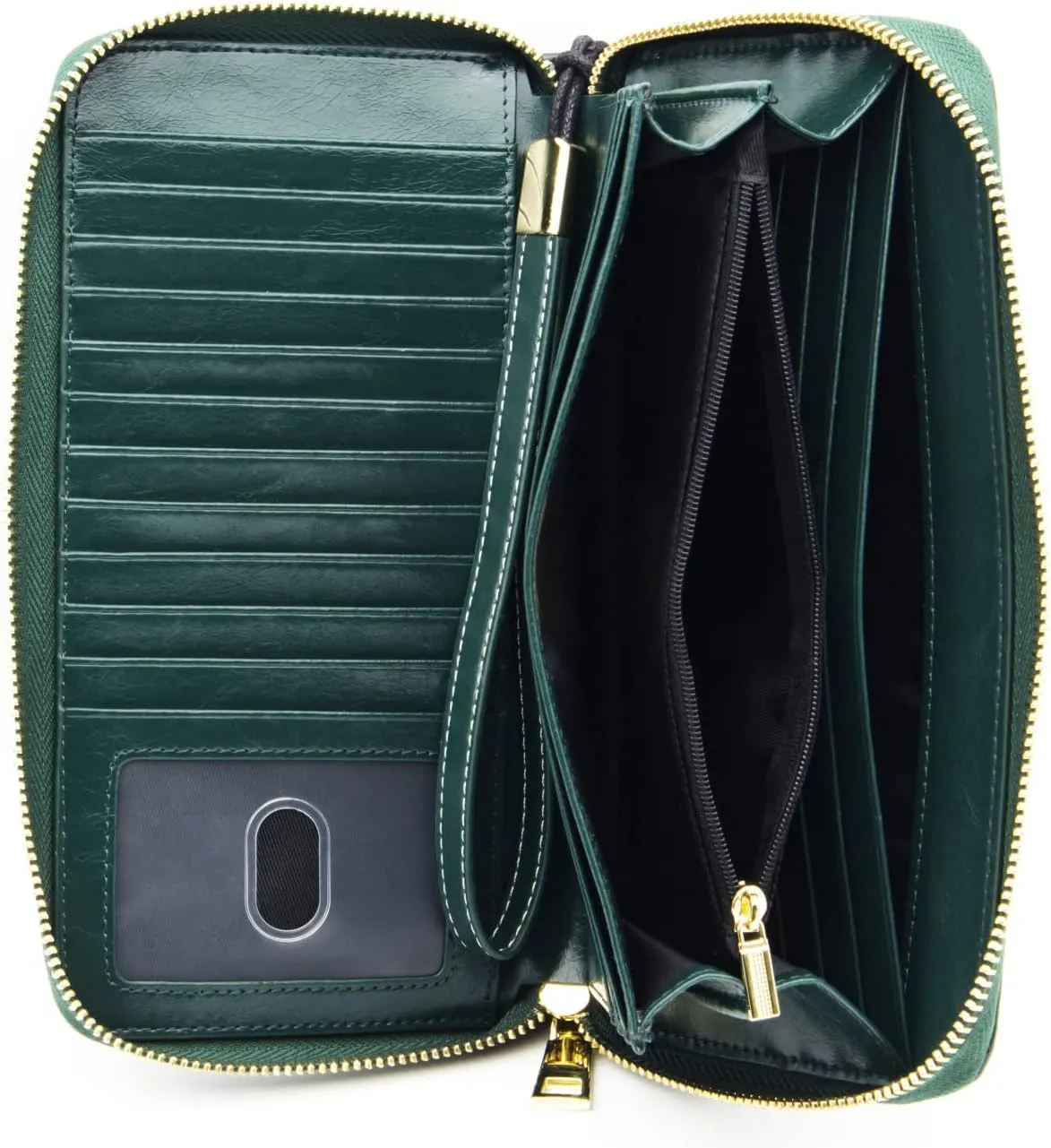 ANDOILT Womens RFID Blocking Genuine Leather Zip Around Wallets Large Cell Phone Holder Clutch Travel Purse Wristlet