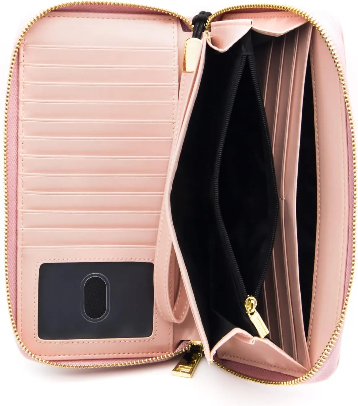 ANDOILT Womens RFID Blocking Genuine Leather Zip Around Wallets Large Cell Phone Holder Clutch Travel Purse Wristlet