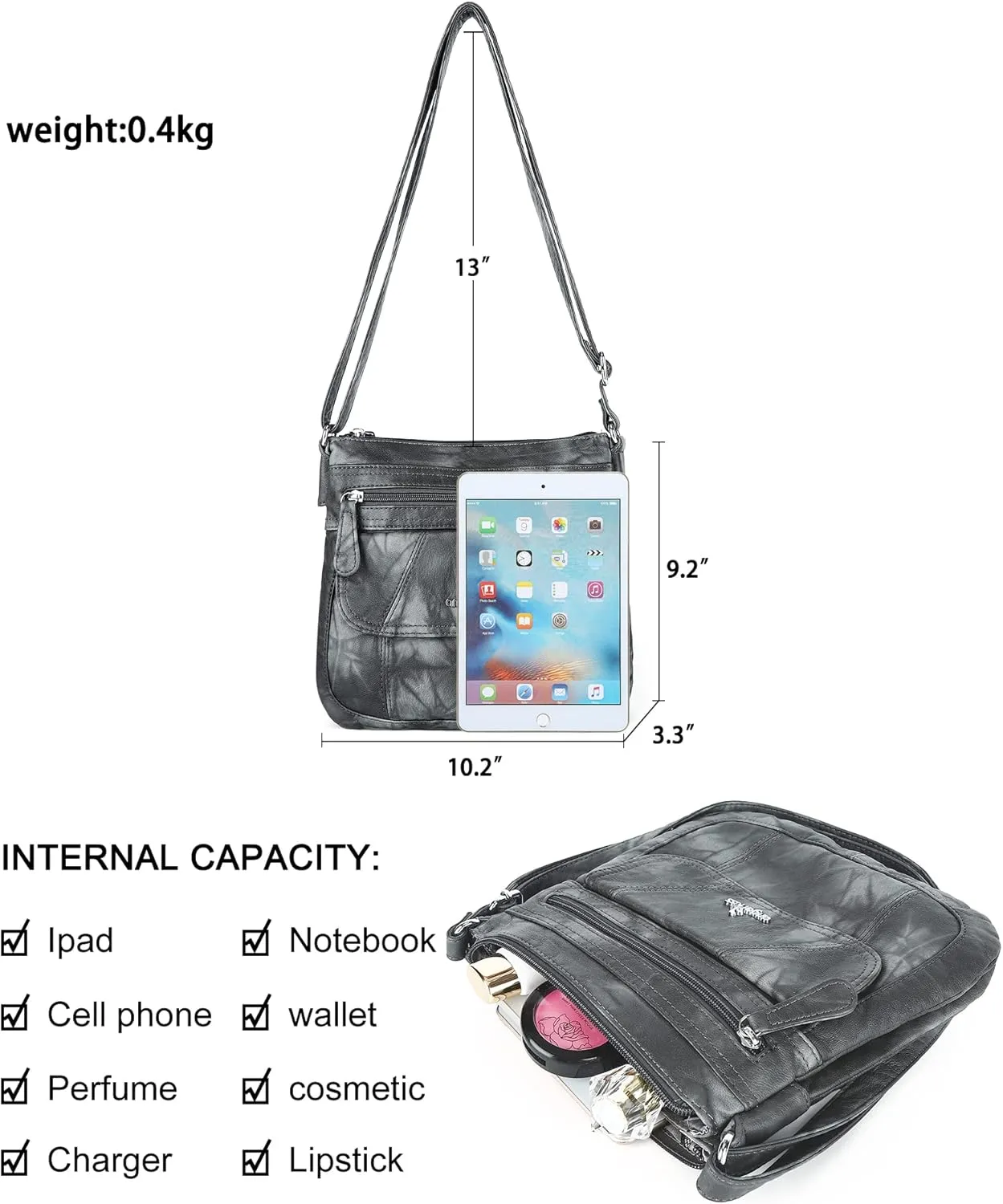 Angelkiss Small Womens Crossbody Bag Leather Shoulder Purse for Women Hobo Bag with Adjustable Shoulder Strap