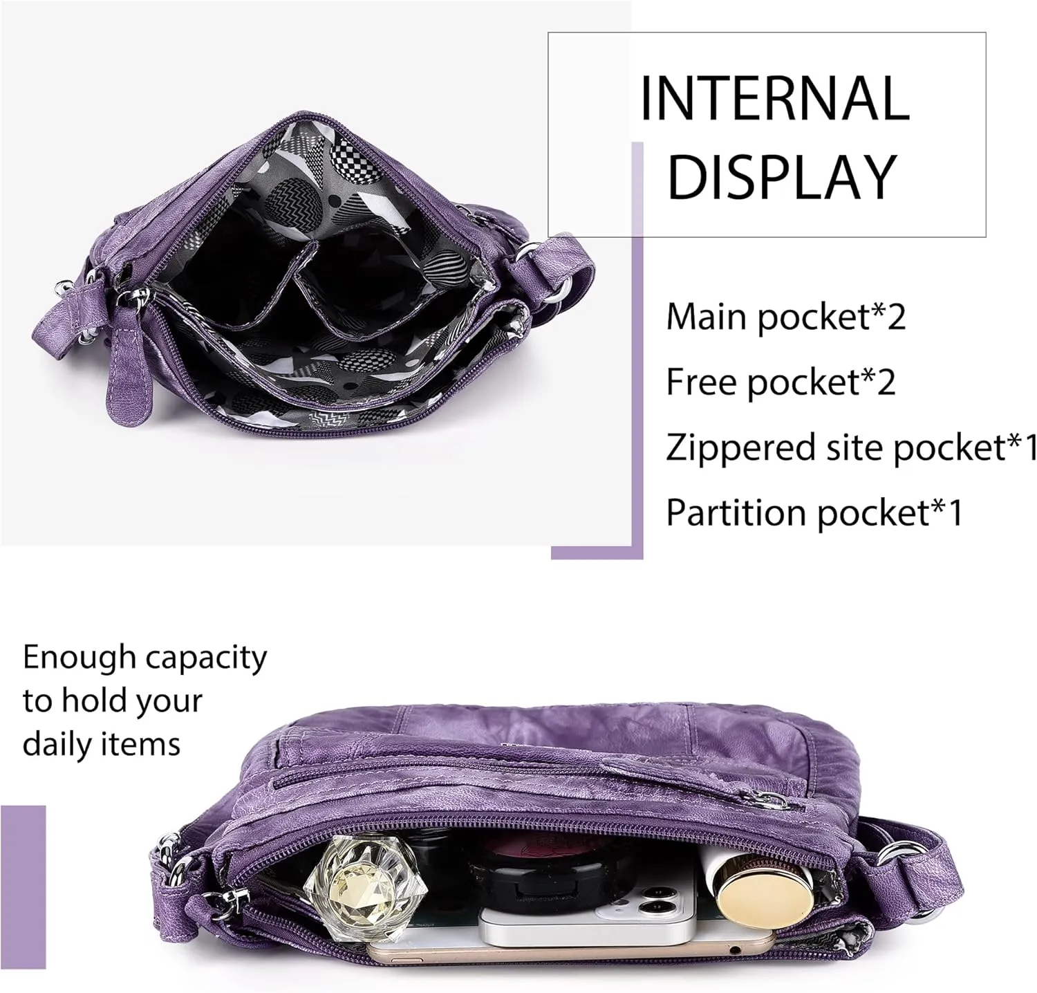 Angelkiss Small Womens Crossbody Bag Leather Shoulder Purse for Women Hobo Bag with Adjustable Shoulder Strap