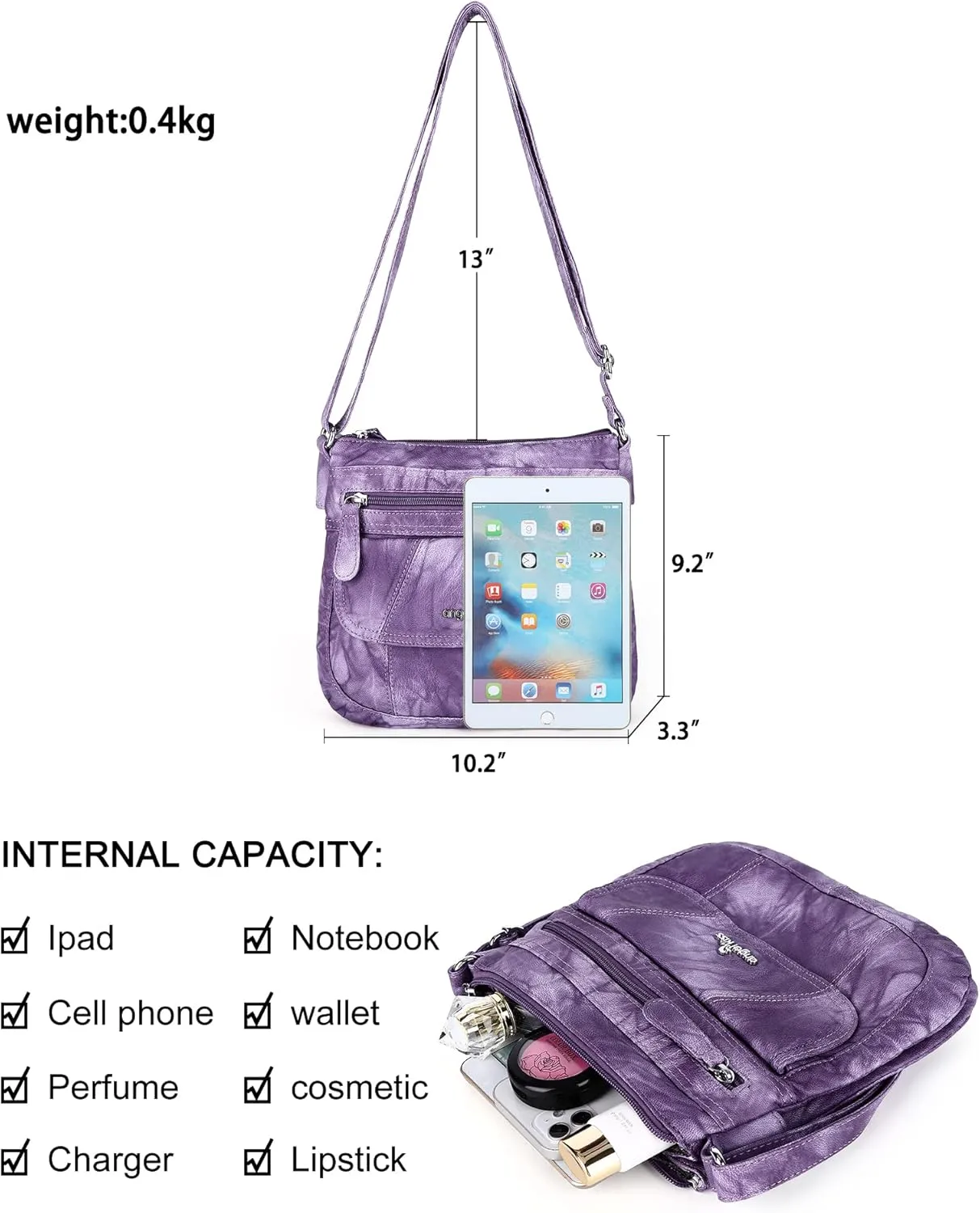 Angelkiss Small Womens Crossbody Bag Leather Shoulder Purse for Women Hobo Bag with Adjustable Shoulder Strap