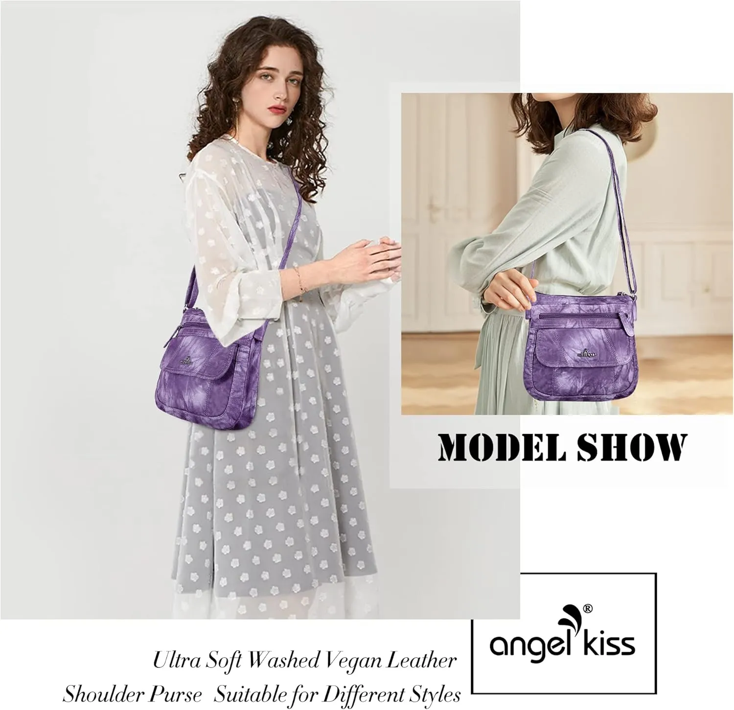 Angelkiss Small Womens Crossbody Bag Leather Shoulder Purse for Women Hobo Bag with Adjustable Shoulder Strap