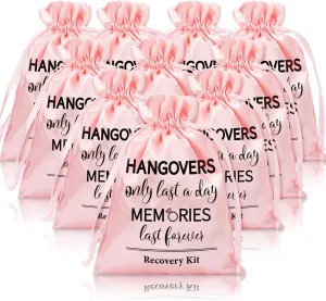 AnyDesign 10pc Wedding Hangover Recovery Kit - Pink Drawstring Bags, 6 x 8 Inch