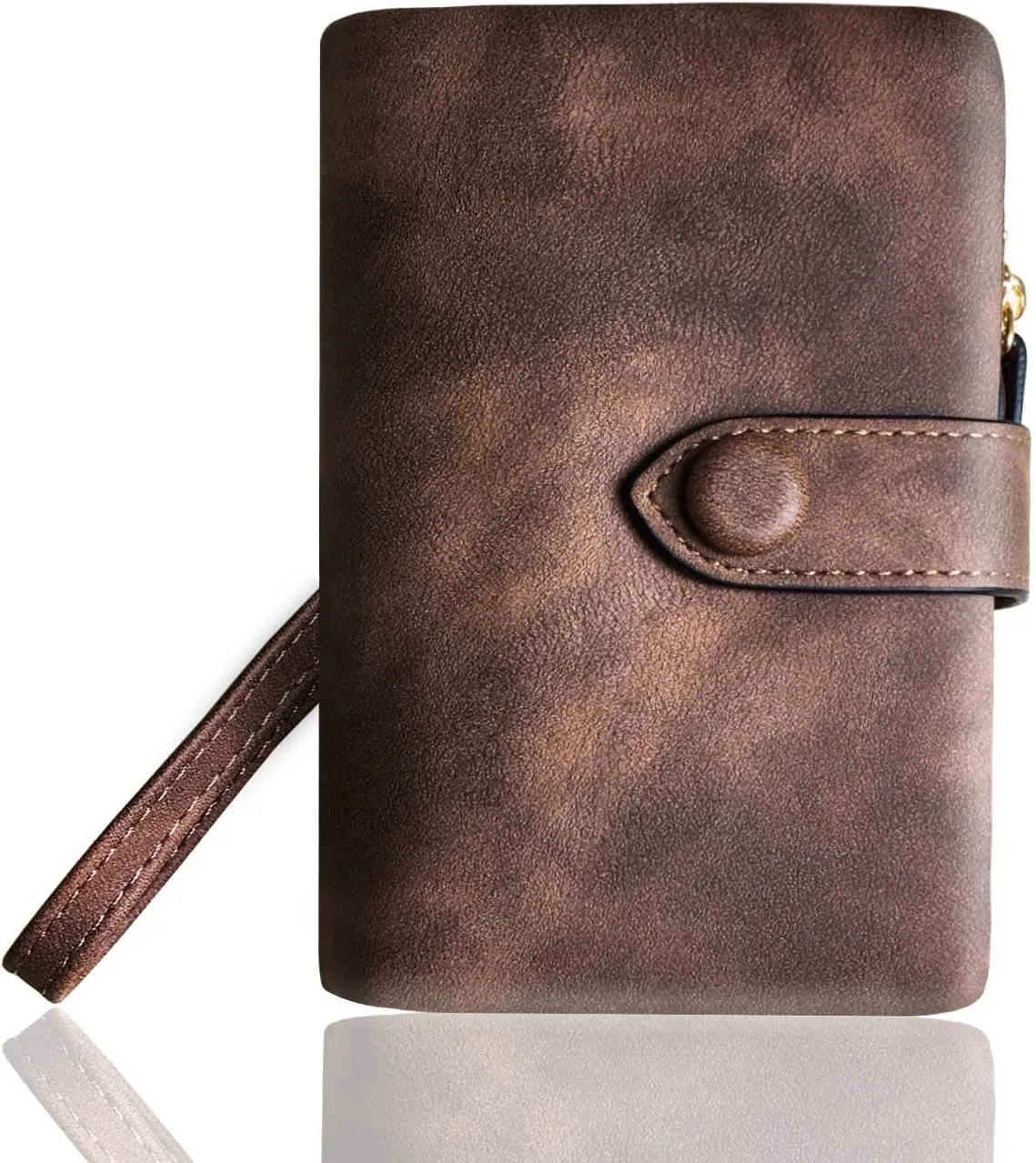 AOXONEL Women's Small Bifold Leather wallet Rfid blocking Ladies Wristlet with Card holder id window Coin Purse