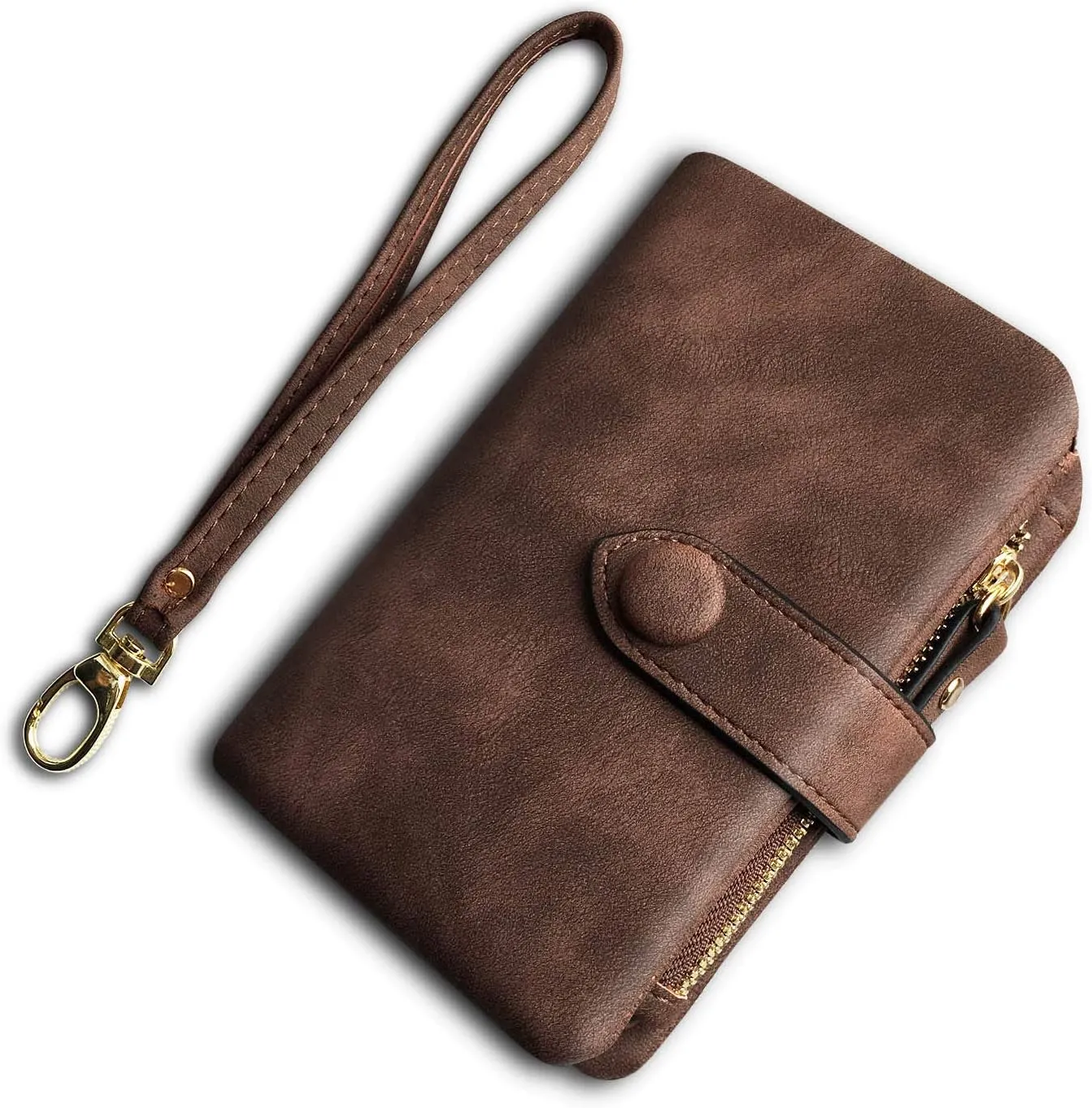 AOXONEL Women's Small Bifold Leather wallet Rfid blocking Ladies Wristlet with Card holder id window Coin Purse