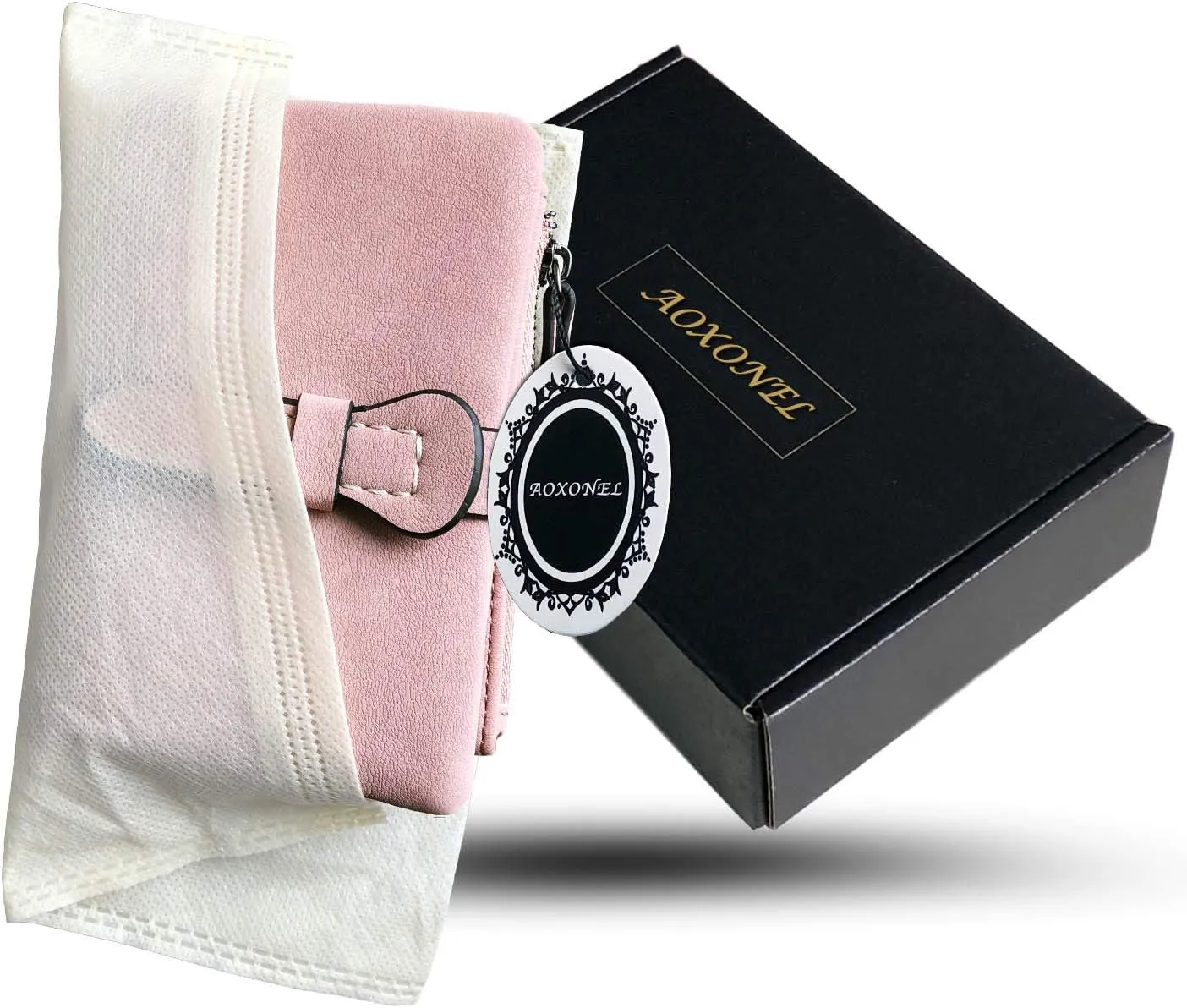 AOXONEL Women's Small Bifold Leather wallet Rfid blocking Ladies Wristlet with Card holder id window Coin Purse