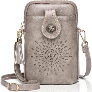 APHISON Small Crossbody Bags for Women, Lightweight Vegan Leather Cell Phone Purse, Cute Purses with Tassels