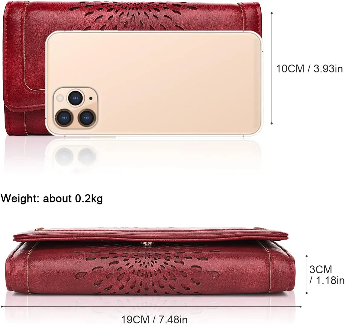 APHISON Womens Wallets RFID Blocking Leather Clutch Long Wallet for Women Card Holder Phone Organizer Ladies Travel Purse Hollow Out Sunflower Design Gift