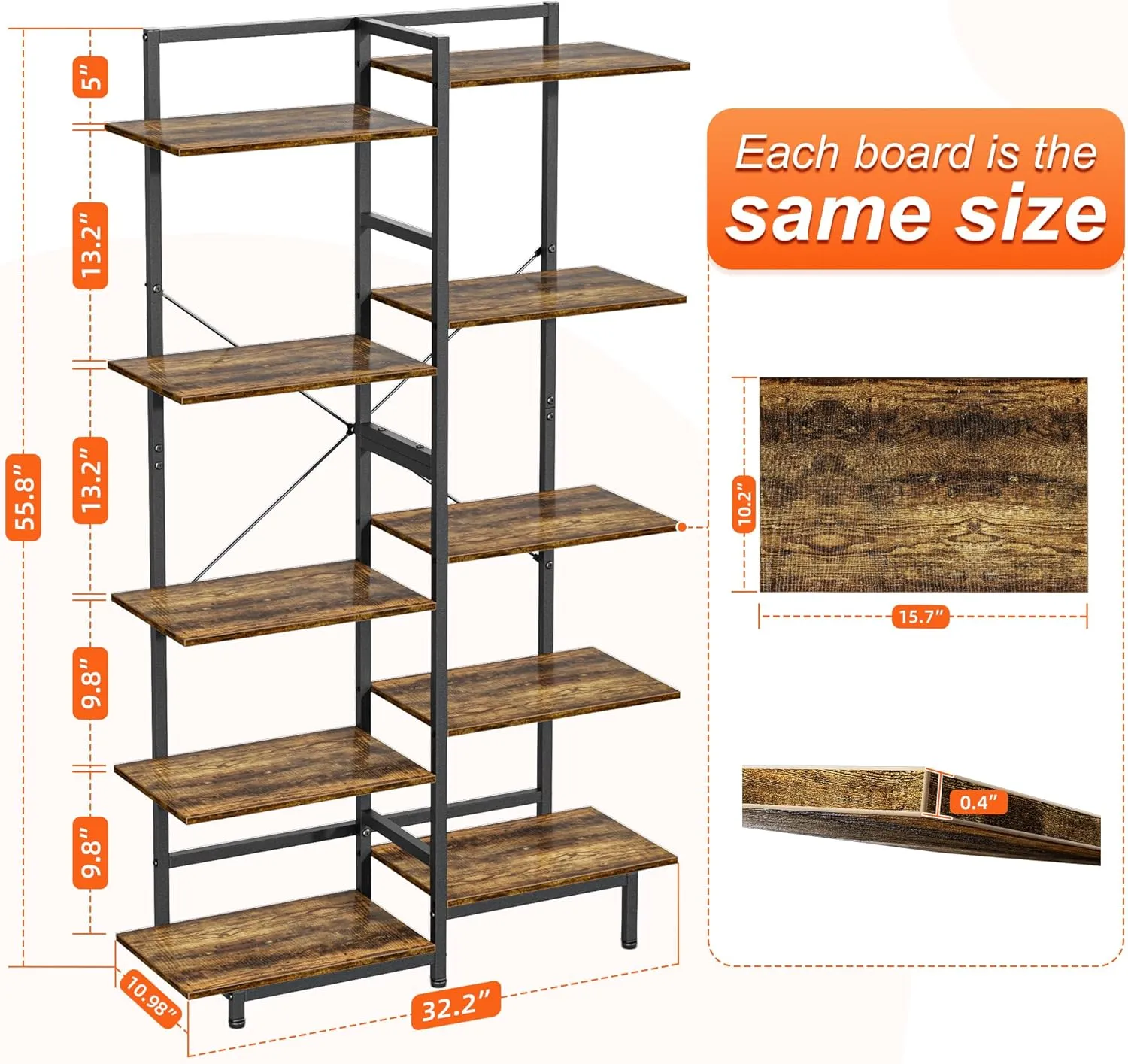 Aquzee Shoe and Purse Rack Organizer, 5-Tier Tall Wood Bag Rack Stand Shelf for Display, Vertical Shoe and Backpack Shelves for Boots Entryway Closet