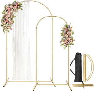 Arch Backdrop Stand, Metal Arch Backdrop Stand Set of 2 (7.2FT/5.9FT), Gold Wedding Party Arch Frame Backdrop Arch arcos para decoracion de Fiestas