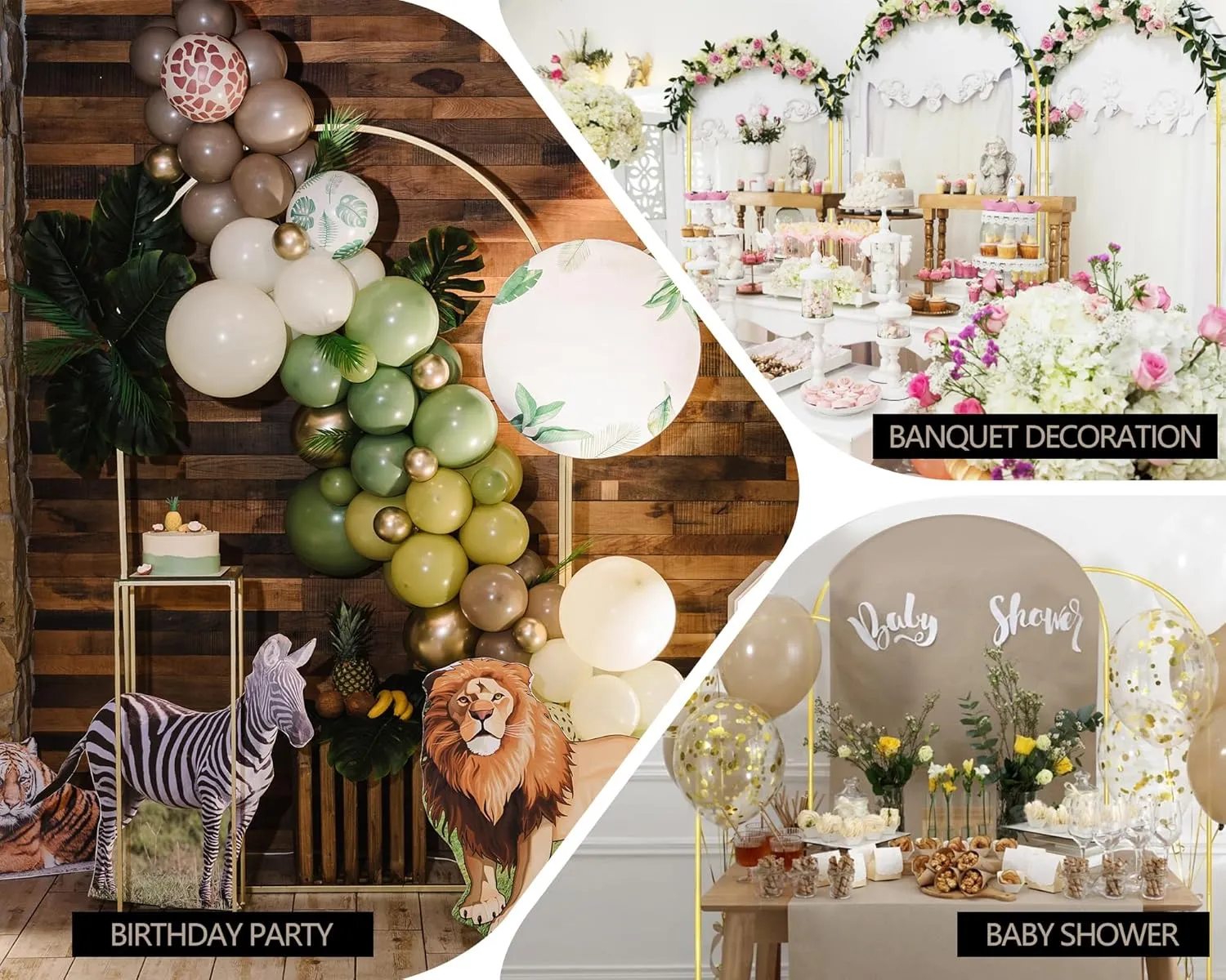 Arch Backdrop Stand Set of 3 Gold Wedding Arches for Ceremony Bridal Arch Stand 7.2FT & 6.6FT & 6FT Garden Arbor Frame for Wedding Birthday Party Baby Shower Photo Booth Background Decor