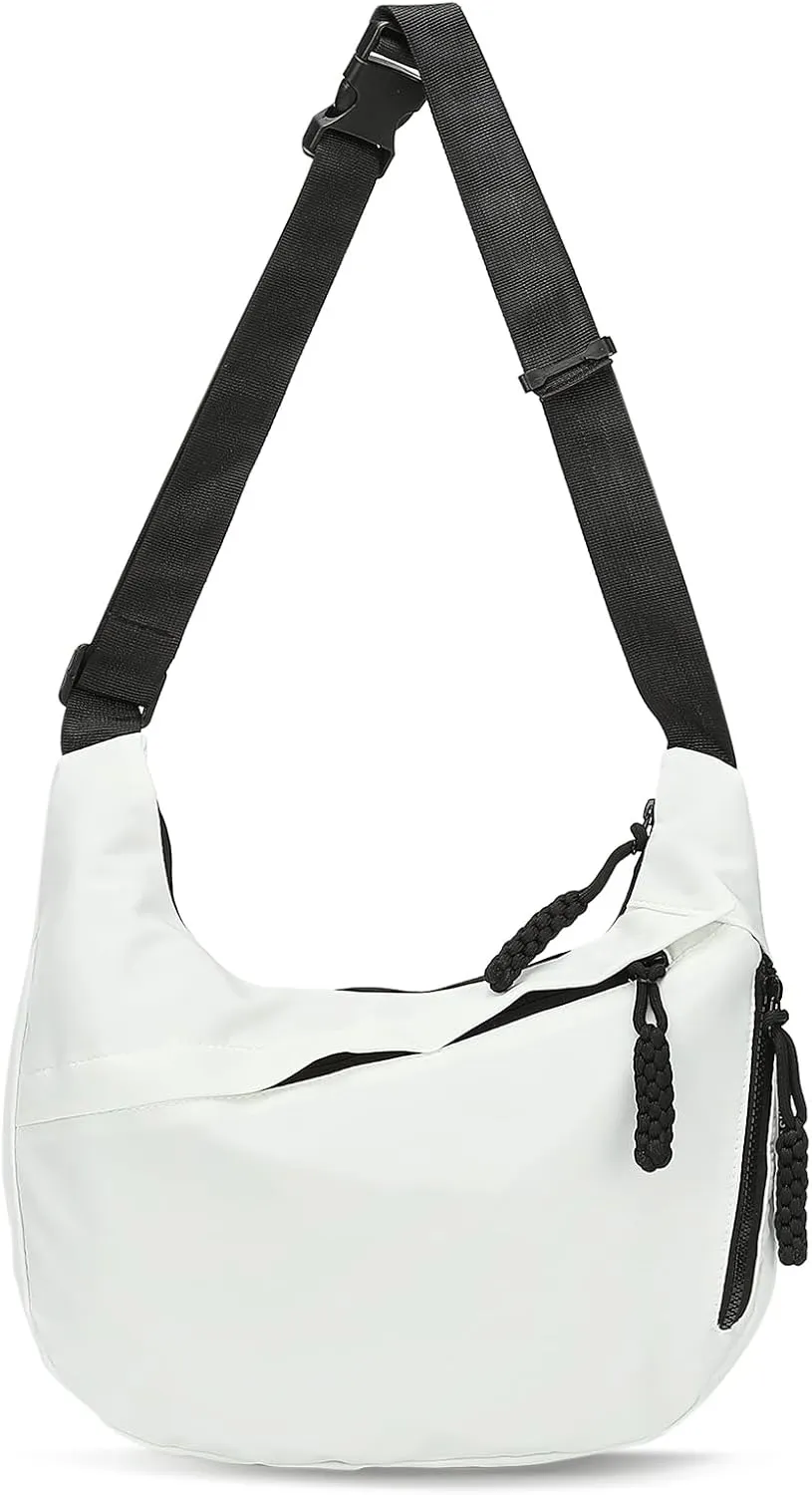 Arch Moon Crossbody Bag for Women, Nylon Curved Purse, Lightweight Dumpling Shoulder Sling Bag for Travel Casual