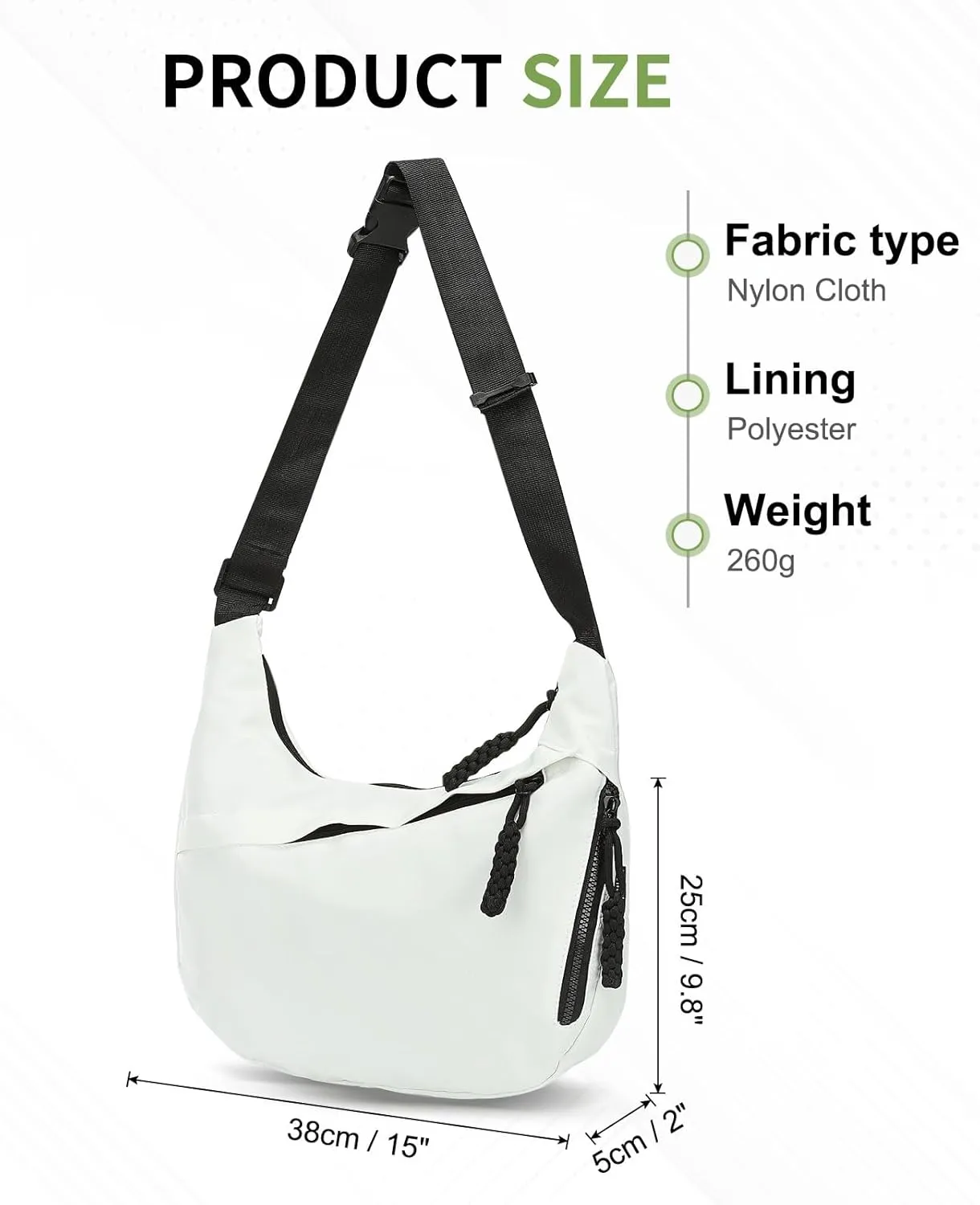 Arch Moon Crossbody Bag for Women, Nylon Curved Purse, Lightweight Dumpling Shoulder Sling Bag for Travel Casual