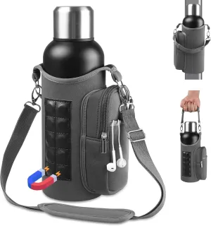 ARCHEREST Magnetic Gym Bag with 10 Built-in Magnets, Gym Magnetic Water Bottle Carrier Bag, with Phone Pockets & Handle Shoulder Strap, Workout Sling Pouch for Men and Women