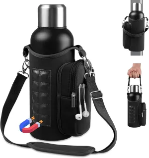 ARCHEREST Magnetic Gym Bag with 10 Built-in Magnets, Gym Magnetic Water Bottle Carrier Bag, with Phone Pockets & Handle Shoulder Strap, Workout Sling Pouch for Men and Women