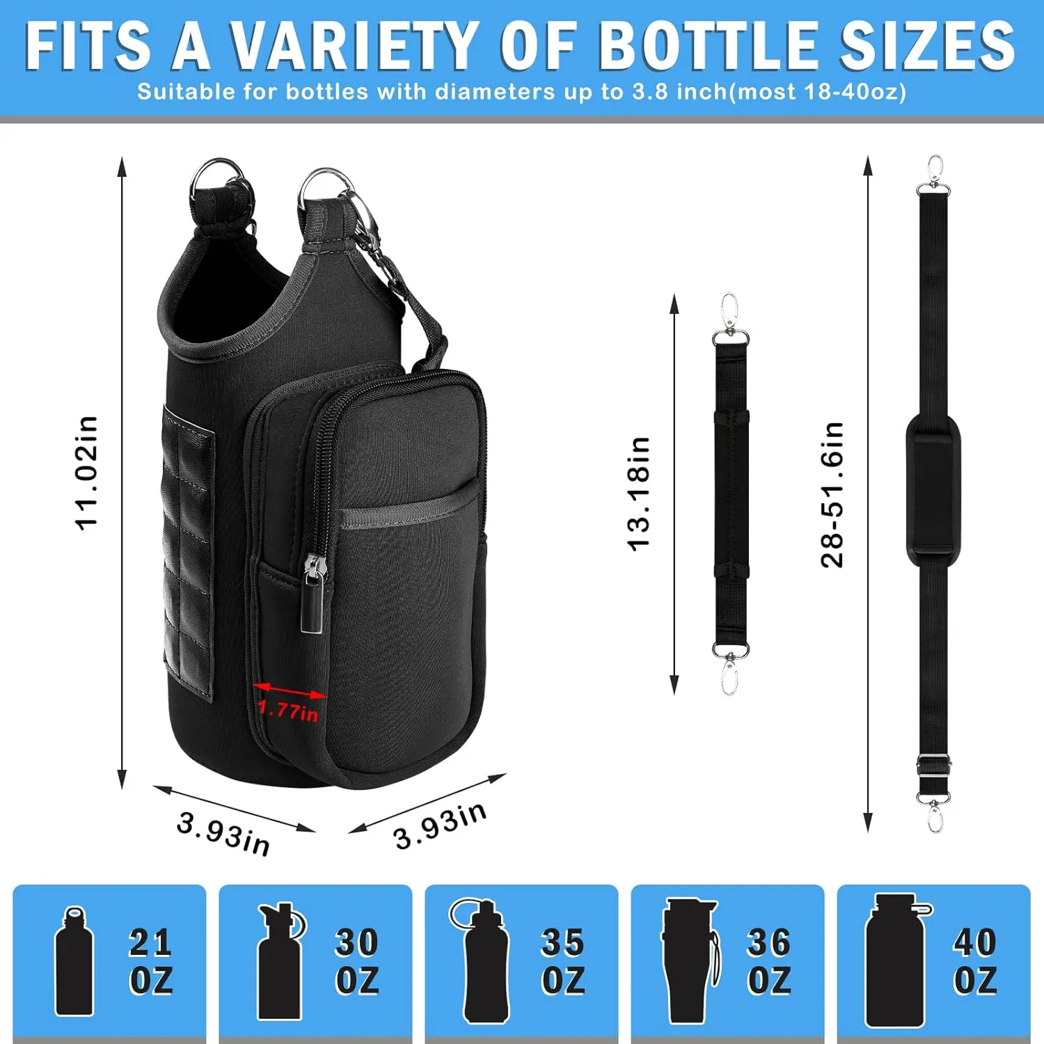 ARCHEREST Magnetic Gym Bag with 10 Built-in Magnets, Gym Magnetic Water Bottle Carrier Bag, with Phone Pockets & Handle Shoulder Strap, Workout Sling Pouch for Men and Women
