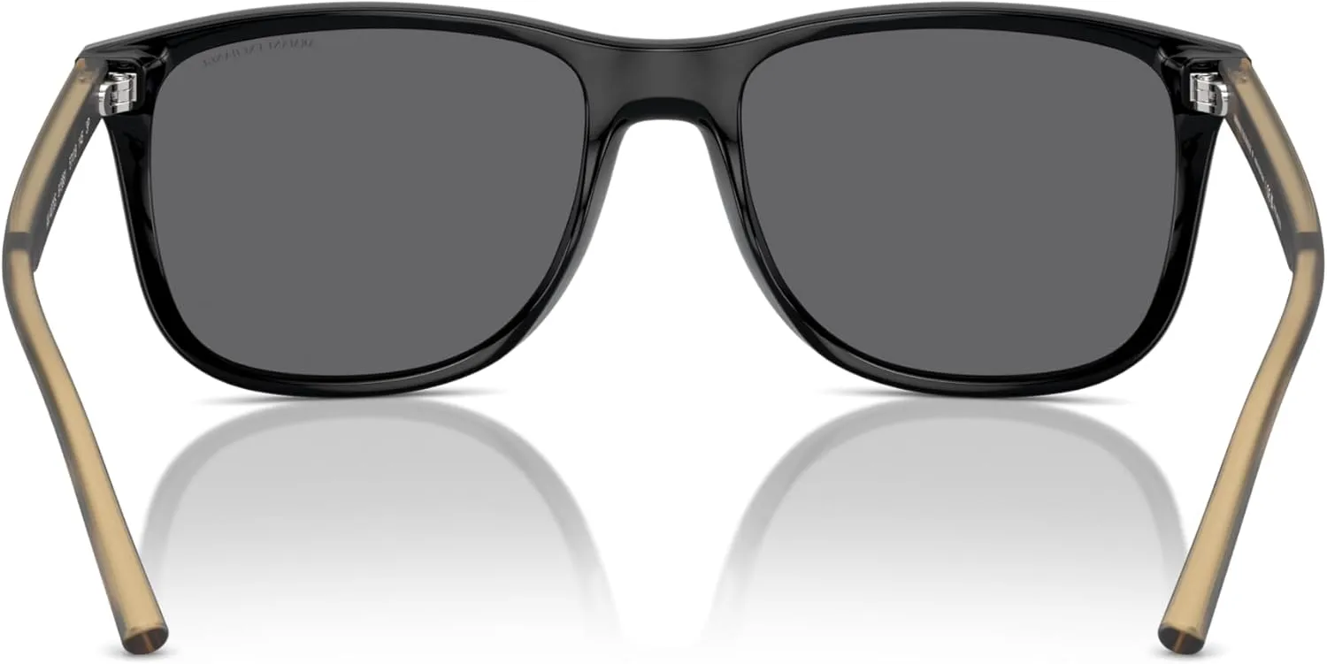 Armani Exchange Man Sunglasses Shiny Grey Frame, Mirror Black Lenses, 57MM