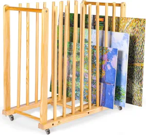 Art Storage Rack and Art Rack for Studio Storage Organizer for Canvases – Paint Drying Rack with Adjustable Panels, Handles & Caster Wheels for Artwork - Canvas Boards - Frames & Prints