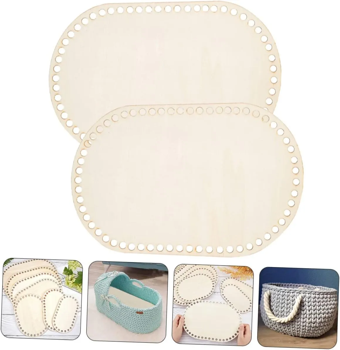 ARTSEWPLY 2pcs Wooden Crochet Bag Bottom Base Handmade Purse Shaper Decorative Pad Craft Wooden Base