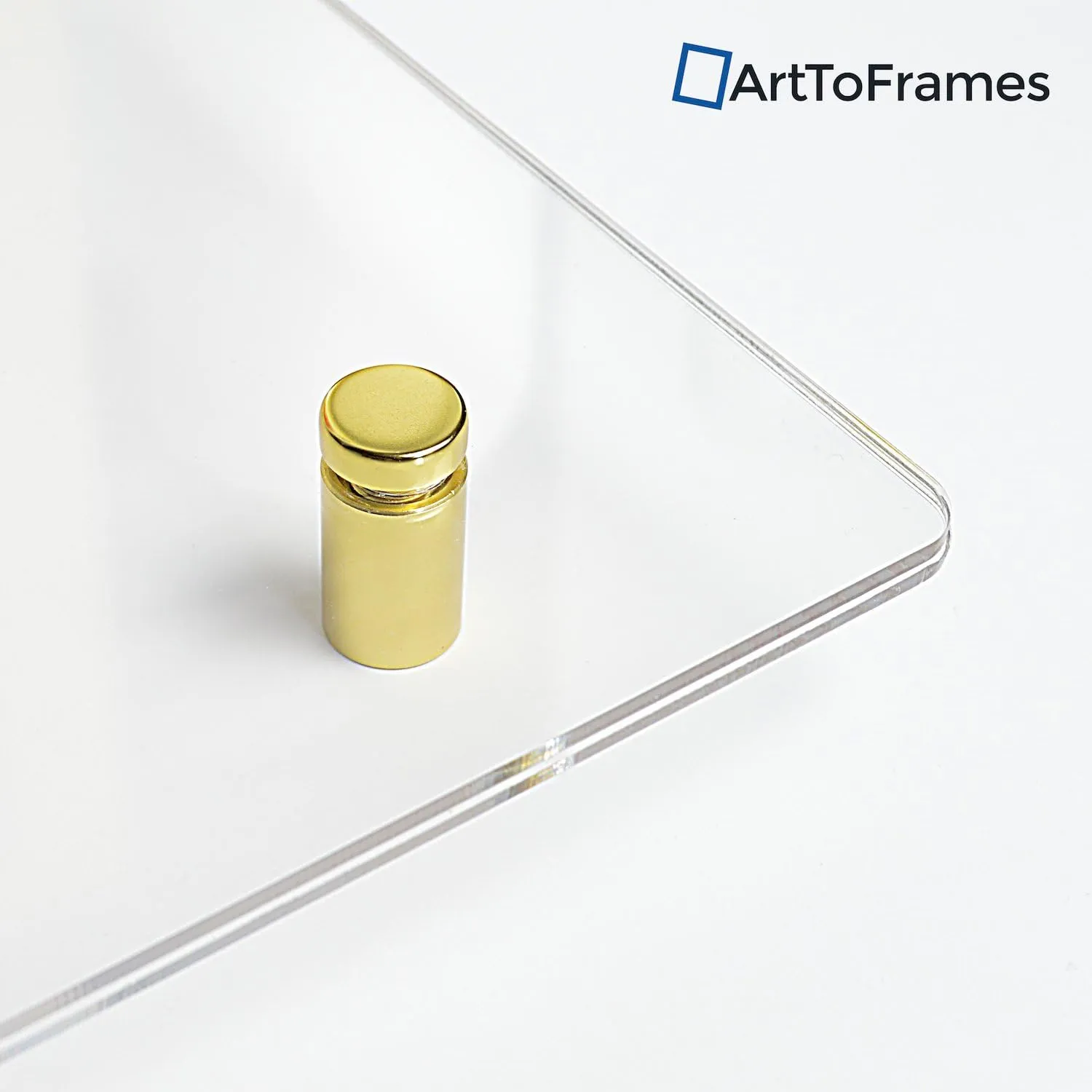 ArtToFrames Floating Acrylic Frame for Pictures Up to 5x7 inches (Full Frame is 9x11) with Gold Standoff Wall Mount Hardware, Acrylic-109-5x7-71