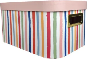 Ashland Medium Paint Striped Curved Edge Decorative Box Baskets for Spring Home Décor and Crafting