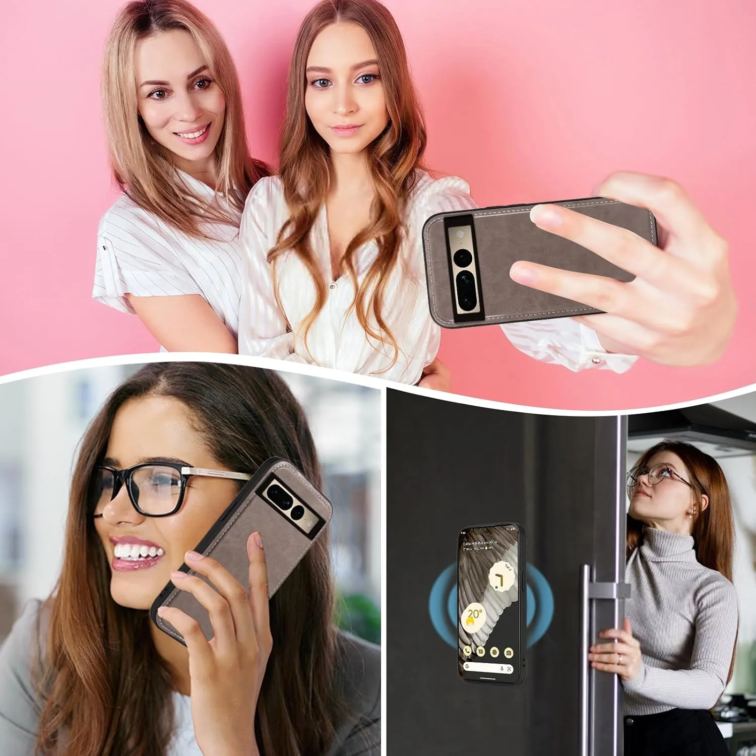 Asuwish Phone Case for Google Pixel 7 Pro 5G Zipper Wallet Detachable Cell Cover with Tempered Glass Screen Protector Crossbody Strap Flower Card Holder Pixel7Pro Pixel7 XL Seven 7Pro 6.7 Women Gray